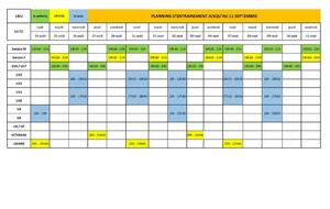 Planning de reprise jusqu'au 11 septembre