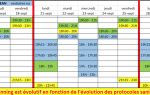 MISE A JOUR DU PLANNING DES ENTRAINEMENTS