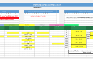 mise à jour planning d'entrainement semaine prochaine
