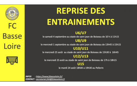 DATE DE REPRISE DES ENTRAINEMENTS